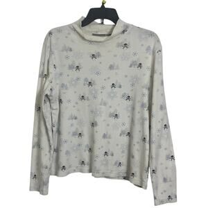 Vtg Snowman Long Sleeve Mock Neck Turtleneck Size Large Holiday Christmas